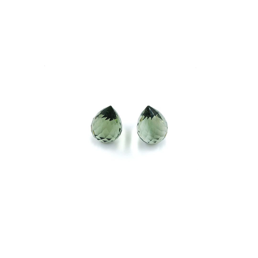 Natural Green Amethyst 35.30cts Fancy Checker Cut Drops Matching Pair