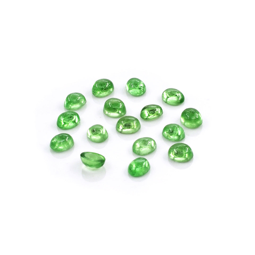Natural Tsavorite Calibrated Cabochon Ovals | 9x10mm & 10x11mm