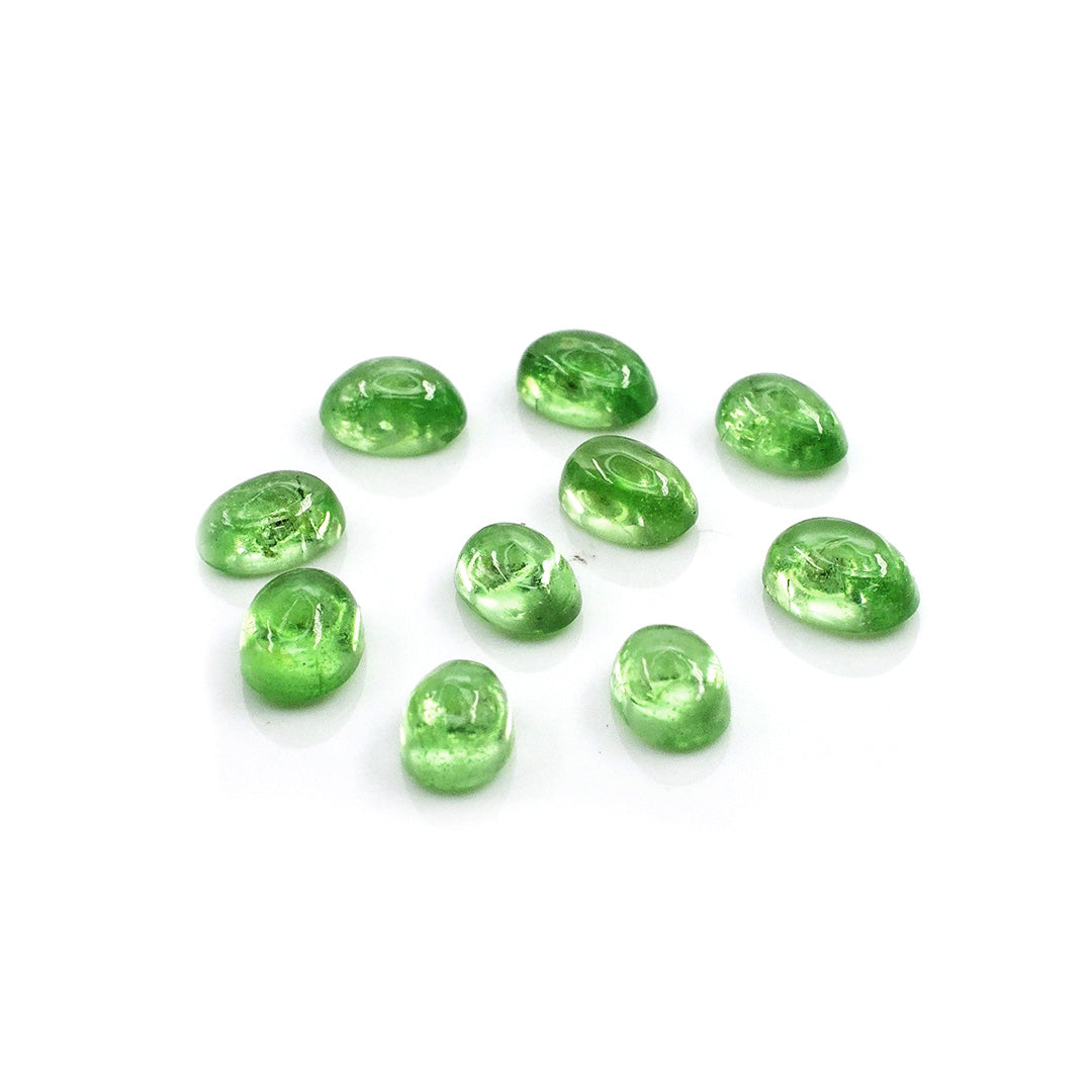 Natural Tsavorite Calibrated Cabochon Ovals | 3x5mm & 4x6mm