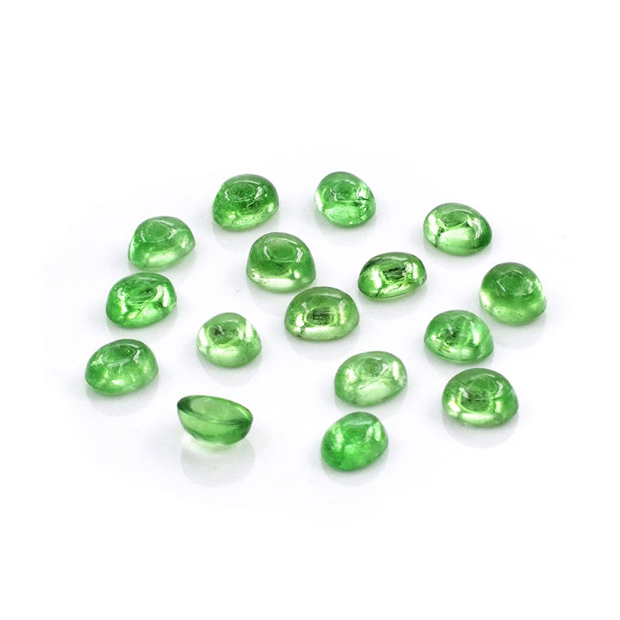 Natural Tsavorite Calibrated Cabochon Ovals | 7x8mm & 8x9mm