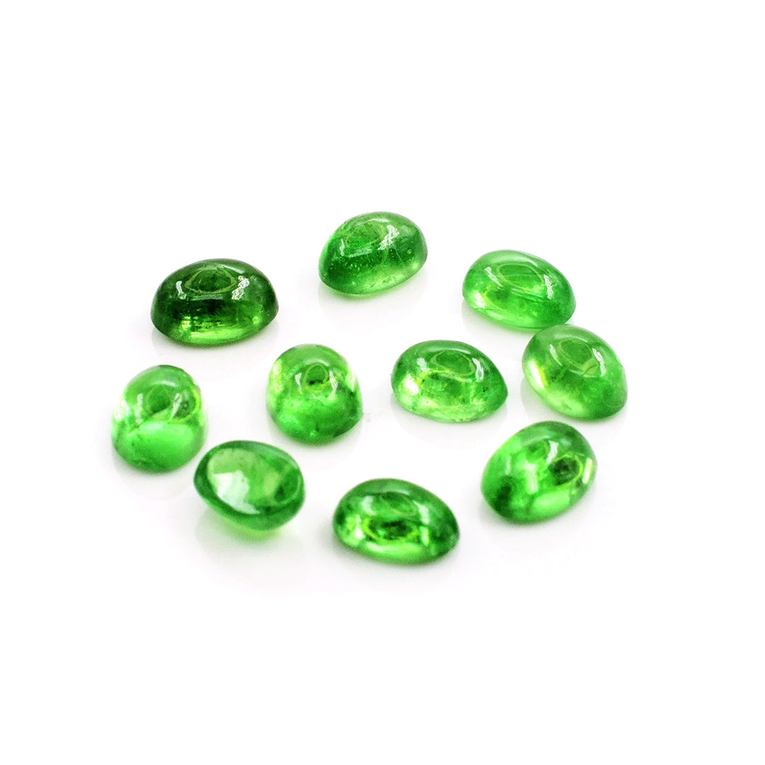 Natural Tsavorite Calibrated Cabochon Ovals | 7x9mm & 8x10mm