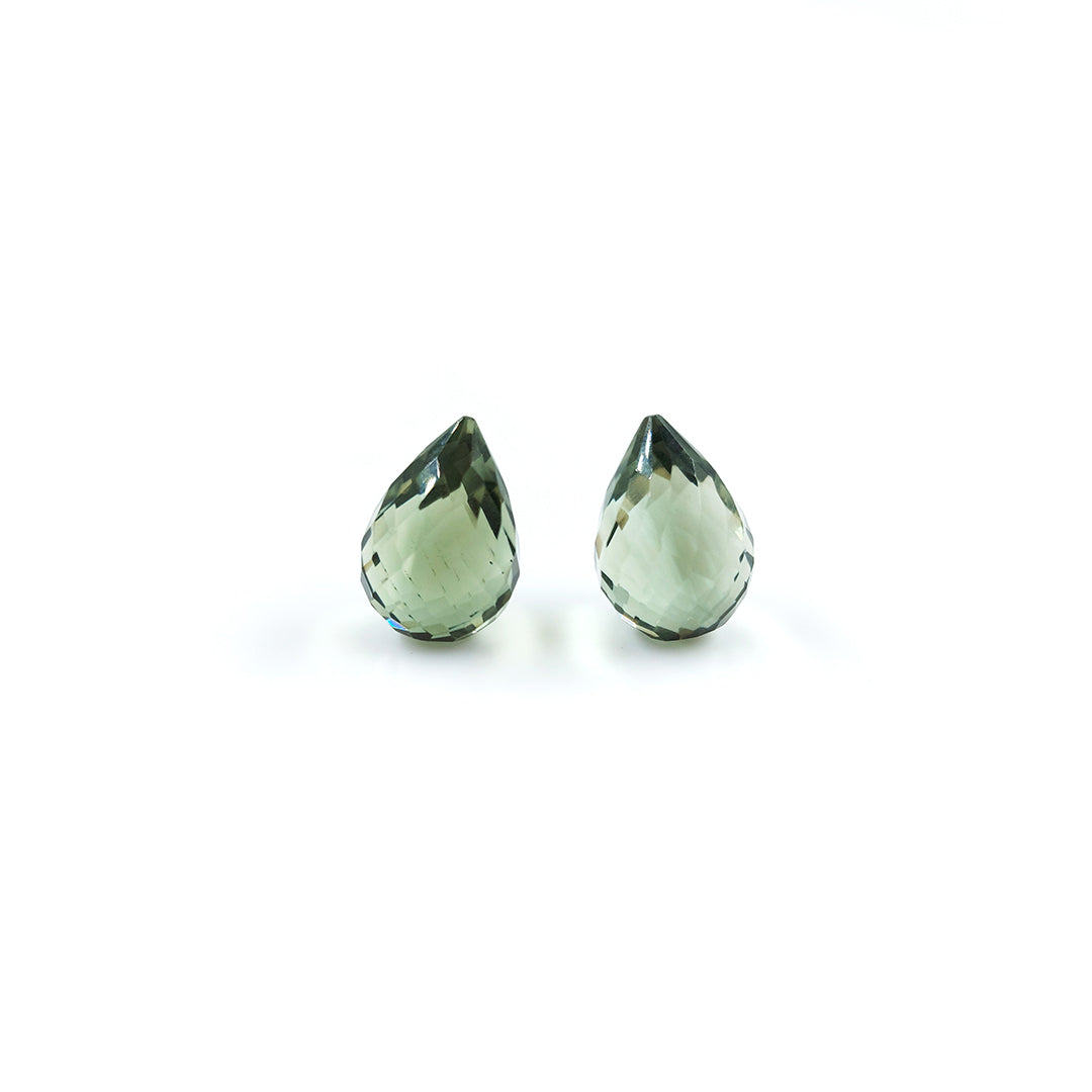Natural Green Amethyst 35.30cts Fancy Checker Cut Drops Matching Pair