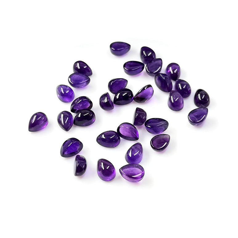 Natural Amethyst Calibrated Cabochon Pears 7x10mm