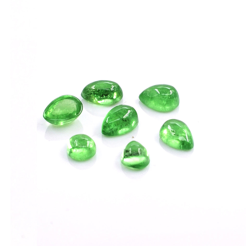 Natural Tsavorite Calibrated Cabochon Pears | 5x6mm & 6x7mm