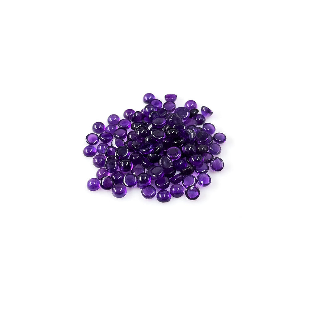 Natural Brazil Amethyst Calibrated Cabochon Rounds | 5mm & 6mm