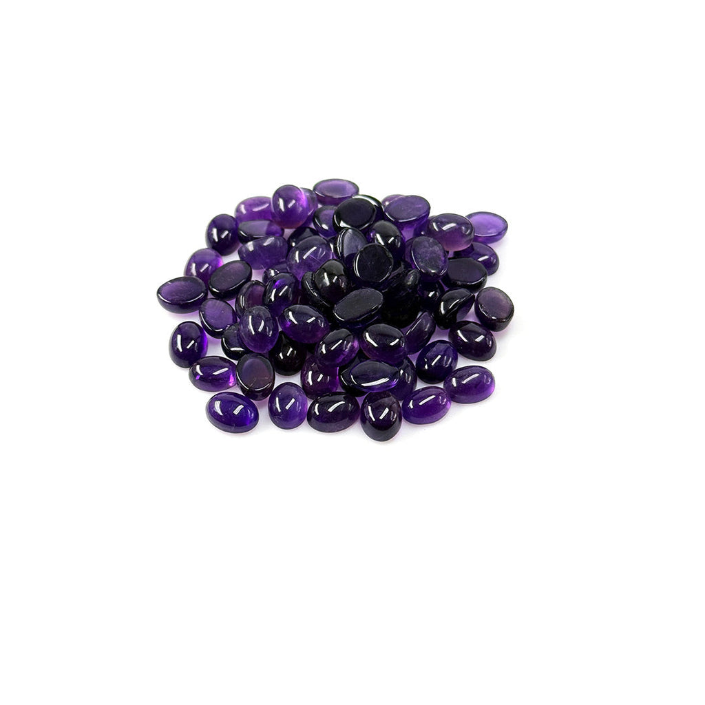 Natural Brazil Amethyst Calibrated Cabochon Ovals | 5x7mm & 6x8mm