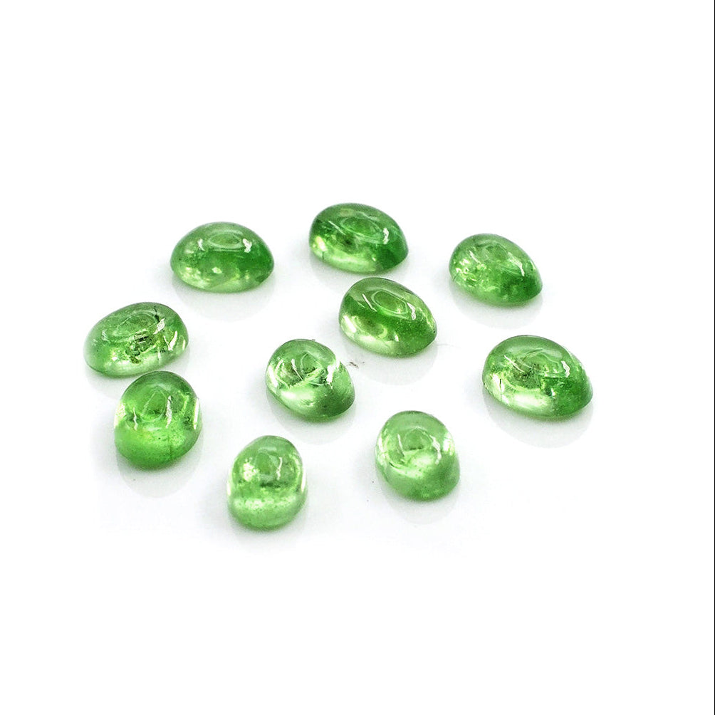 Natural Tsavorite Calibrated Cabochon Ovals | 5x7mm & 6x8mm