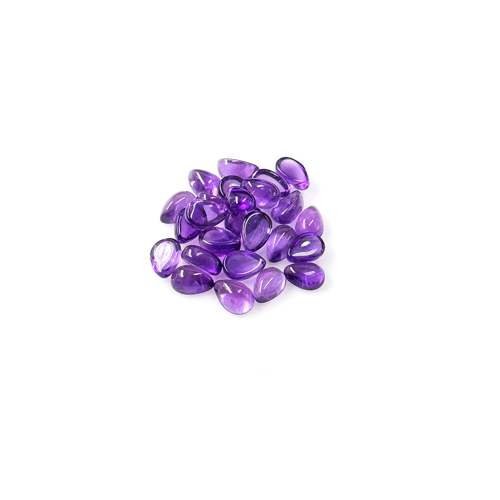 Natural Brazil Amethyst Calibrated Cabochon Pears | 3x5mm & 4x6mm