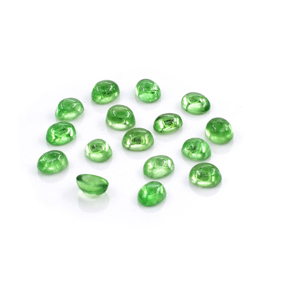 Natural Tsavorite Calibrated Cabochon Ovals | 3x4mm & 4x5mm
