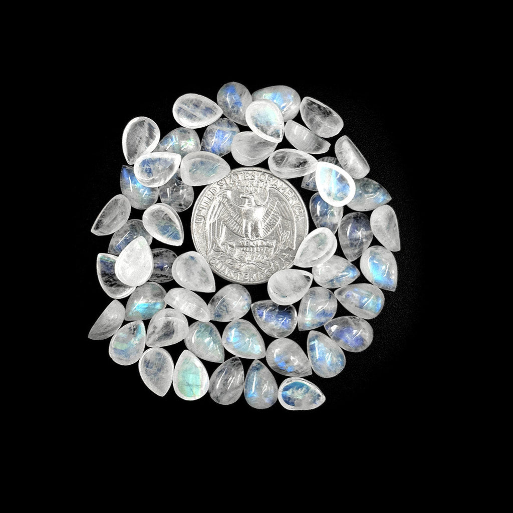 Natural Moon Stone Calibrated Cabochon Pears | 7x9mm & 8x10mm