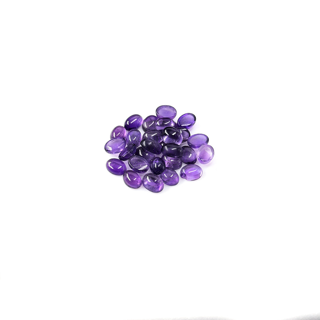 Natural Amethyst Calibrated Cabochon Ovals | 5x7mm & 6x8mm