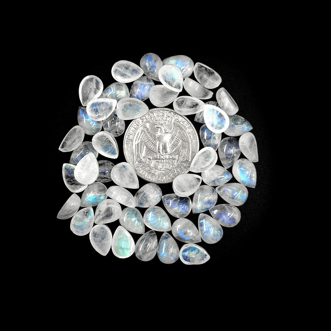 Natural Moon Stone Calibrated Cabochon Pears | 9x11mm & 10x12mm