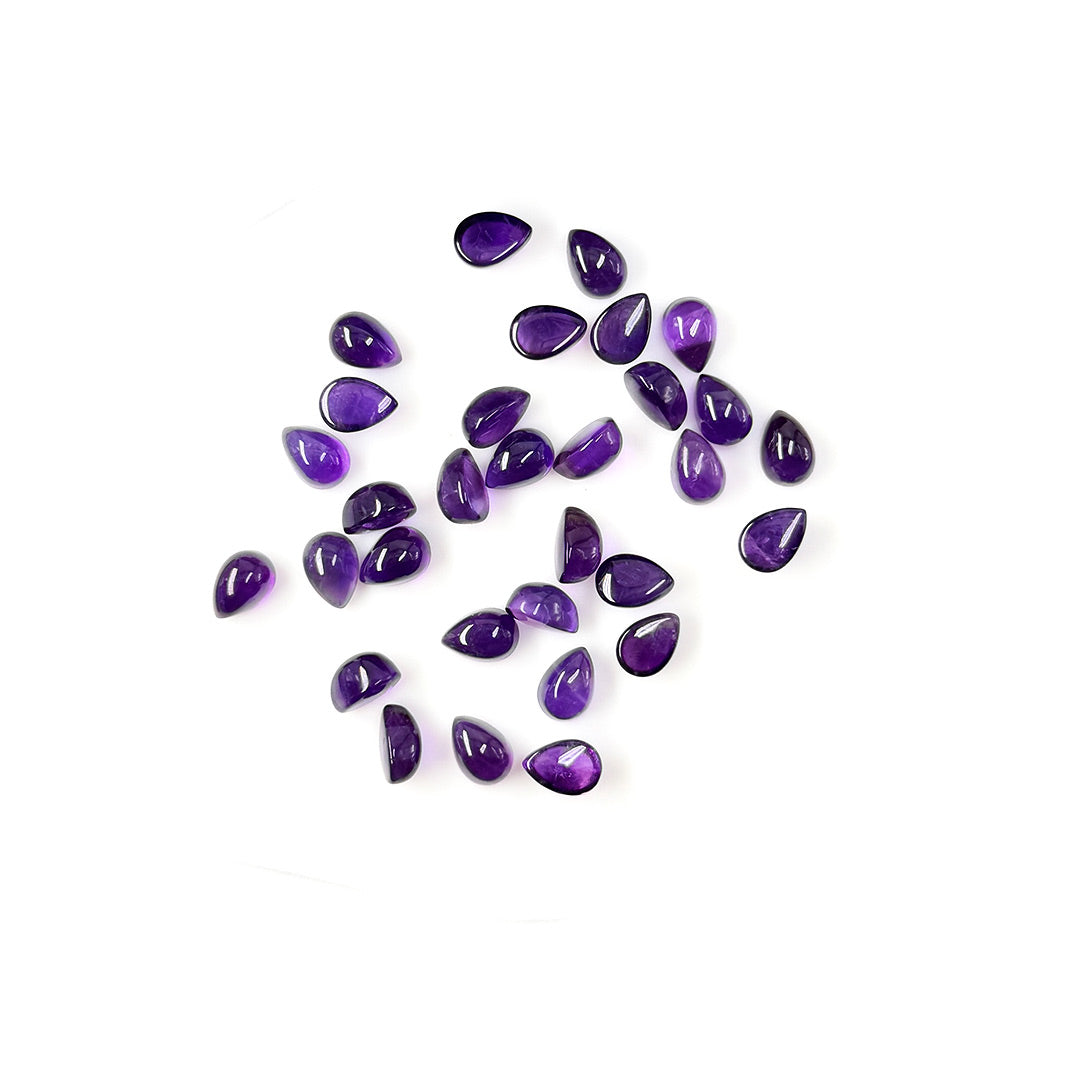 Natural Amethyst Calibrated Cabochon Pears 7x10mm
