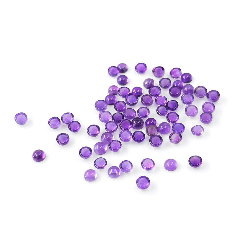 Natural Brazil Amethyst Calibrated Cabochon Rounds | 5mm & 6mm
