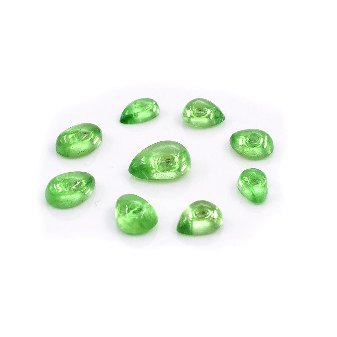 Natural Tsavorite Calibrated Cabochon Pears | 7x8mm & 8x9mm