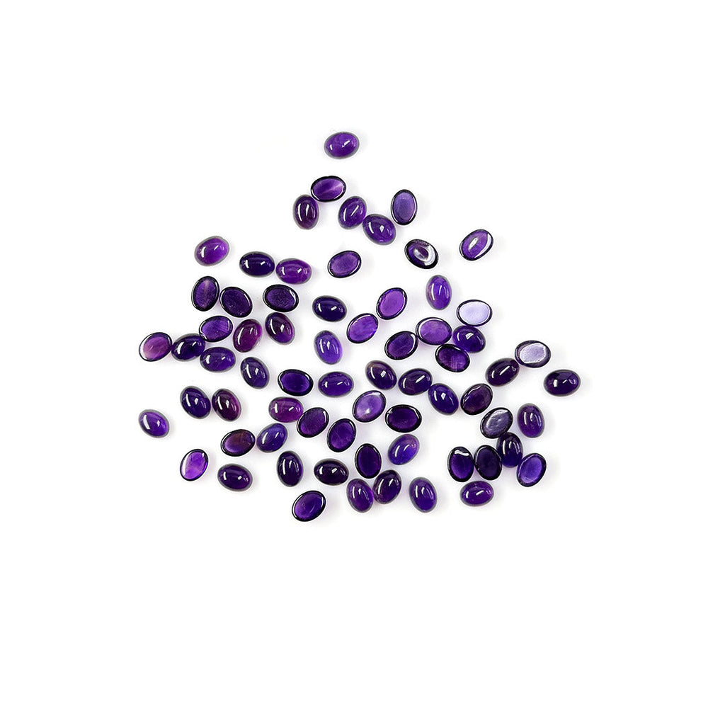 Natural Brazil Amethyst Calibrated Cabochon Ovals | 5x7mm & 6x8mm