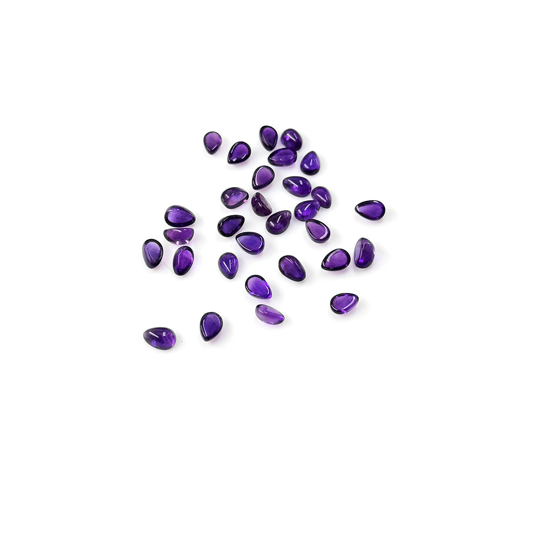 Natural Amethyst Calibrated Cabochon Pears| 3x5mm & 6x4mm