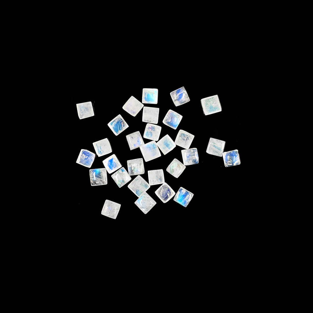 Natural Moon Stone Calibrated Cabochon Squares | 5mm & 6mm