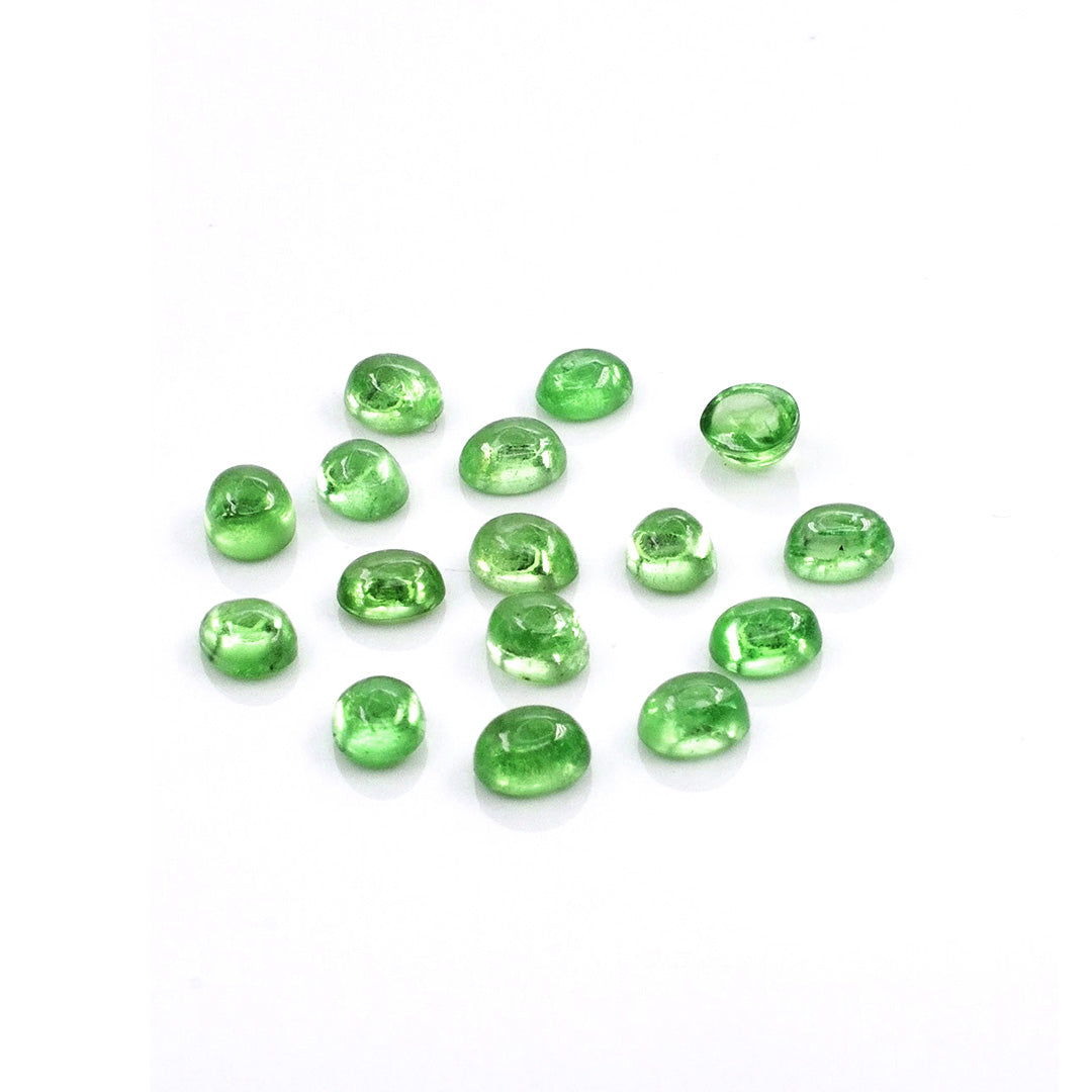 Natural Tsavorite Calibrated Cabochon Ovals | 5x6mm & 6x7mm