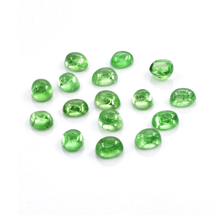 Natural Tsavorite Calibrated Cabochon Ovals | 9x10mm & 10x11mm