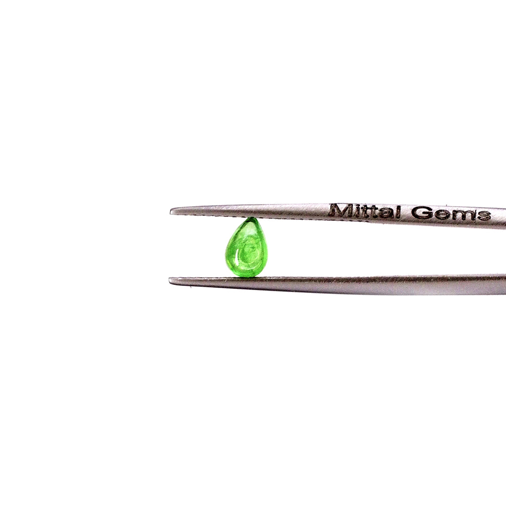 Natural Tsavorite Calibrated Cabochon Pears | 3x4mm & 4x5mm