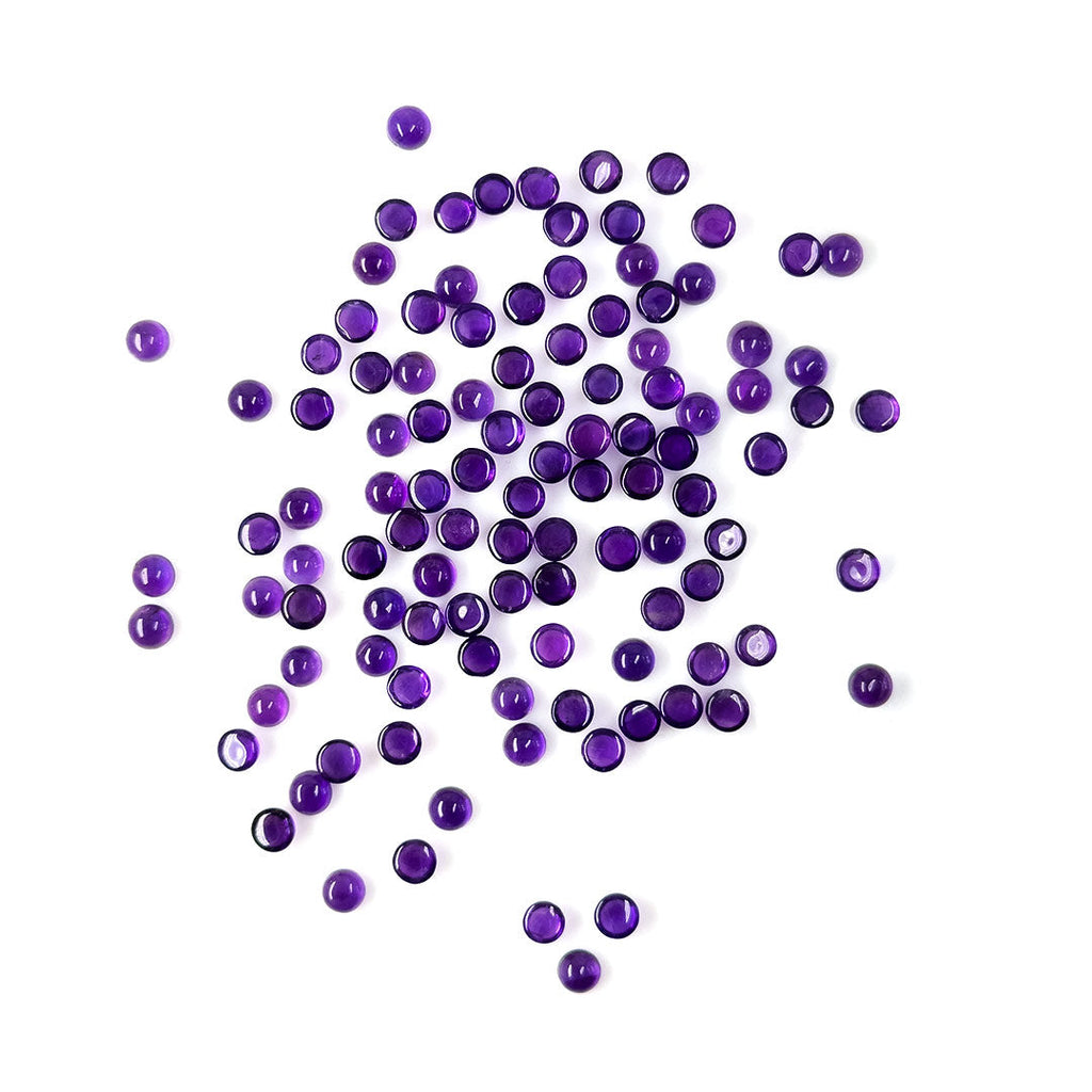 Natural Brazil Amethyst Calibrated Cabochon Rounds | 5mm & 6mm