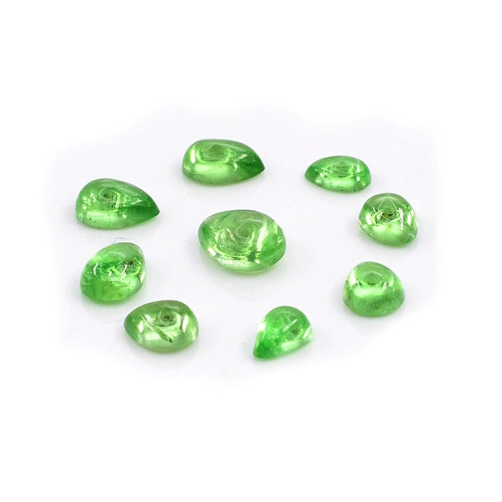 Natural Tsavorite Calibrated Cabochon Pears | 5x6mm & 6x7mm