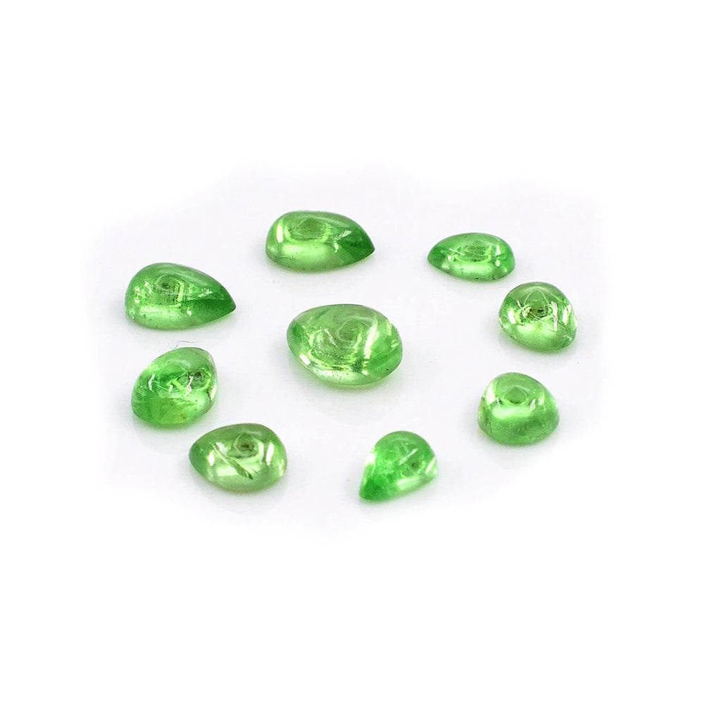 Natural Tsavorite Calibrated Cabochon Pears | 7x8mm & 8x9mm