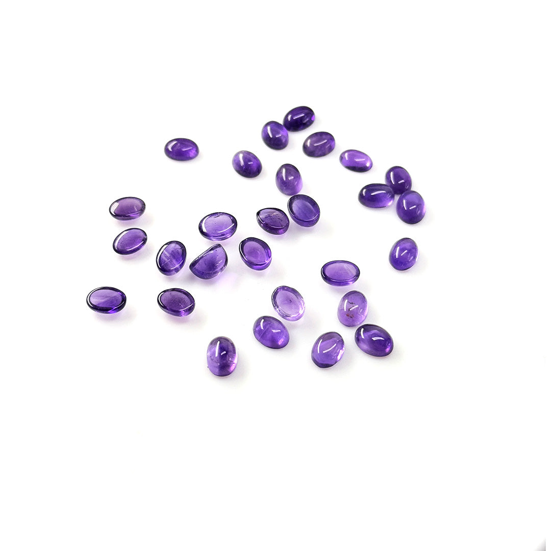 Natural Amethyst Calibrated Cabochon Ovals | 5x7mm & 6x8mm