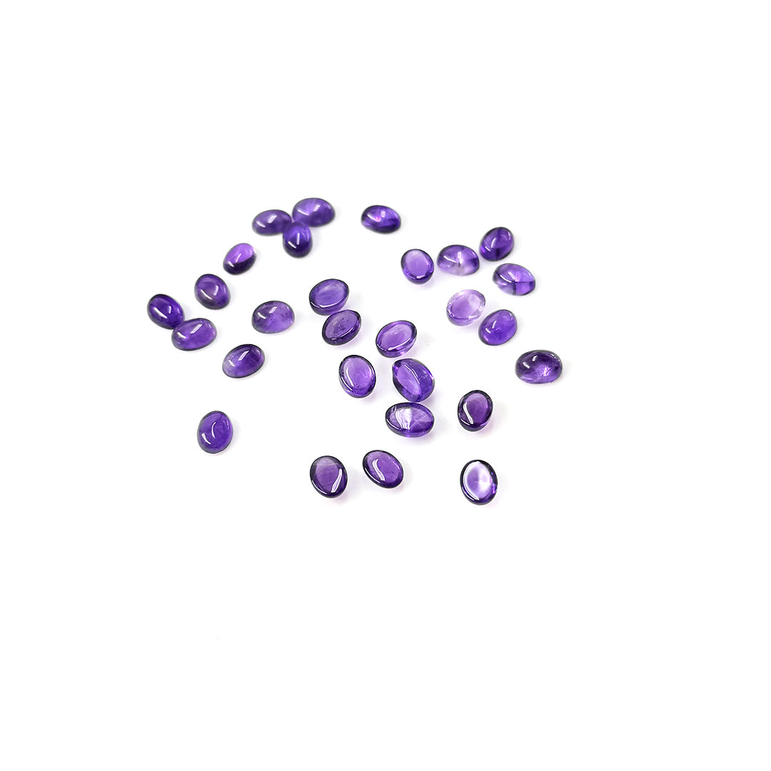 Natural Amethyst Calibrated Cabochon Ovals | 5x7mm & 6x8mm