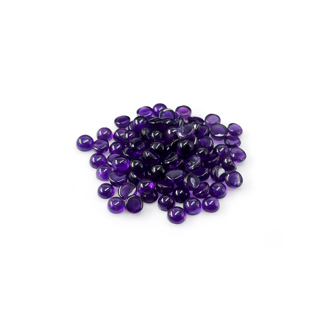 Natural Amethyst Calibrated Cabochon Rounds | 5mm & 6mm