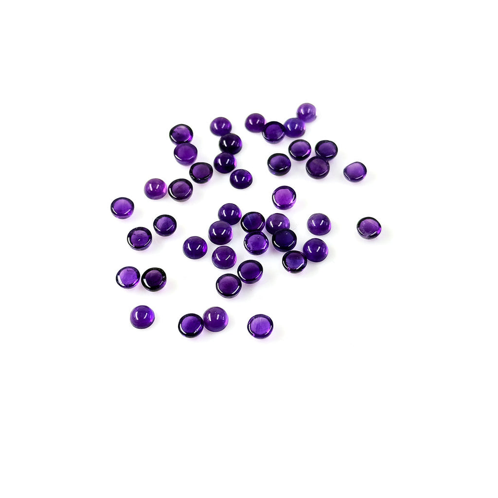 Natural Brazil Amethyst Calibrated Cabochon Rounds | 5mm & 6mm