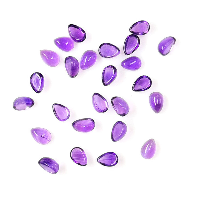 Natural Brazil Amethyst Calibrated Cabochon Pears | 3x5mm & 4x6mm