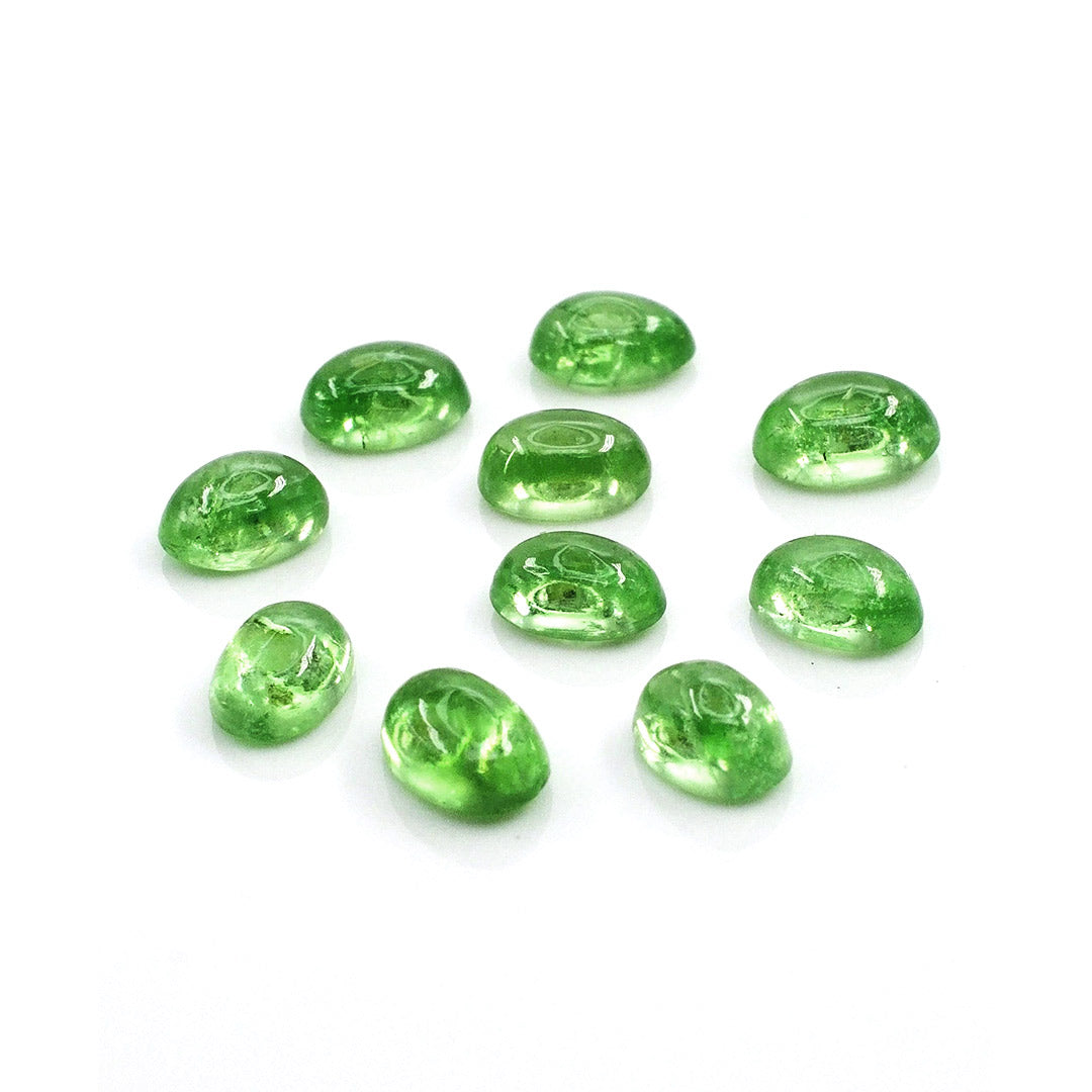 Natural Tsavorite Calibrated Cabochon Ovals | 3x5mm & 4x6mm