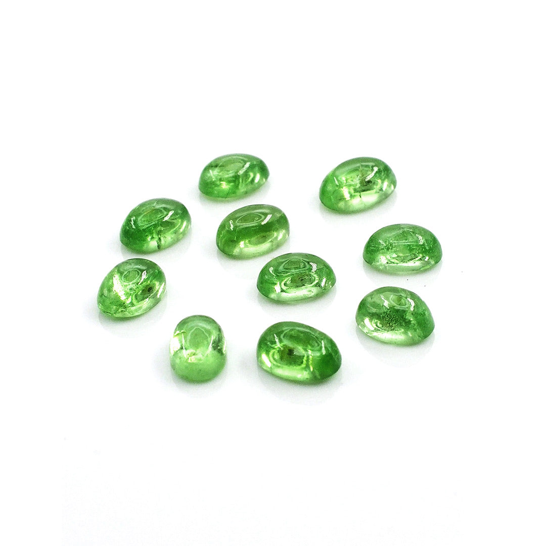 Natural Tsavorite Calibrated Cabochon Ovals | 3x5mm & 4x6mm