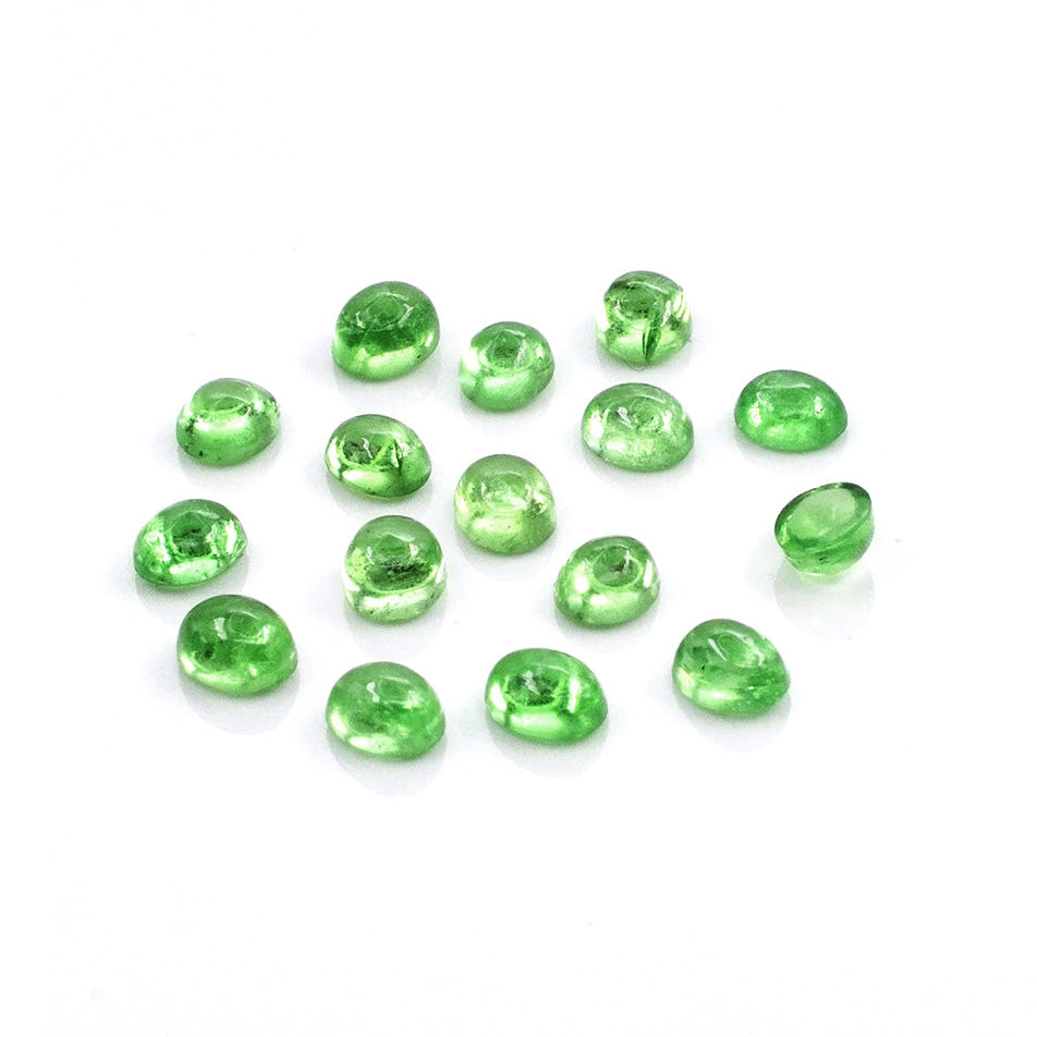 Natural Tsavorite Calibrated Cabochon Ovals | 5x6mm & 6x7mm