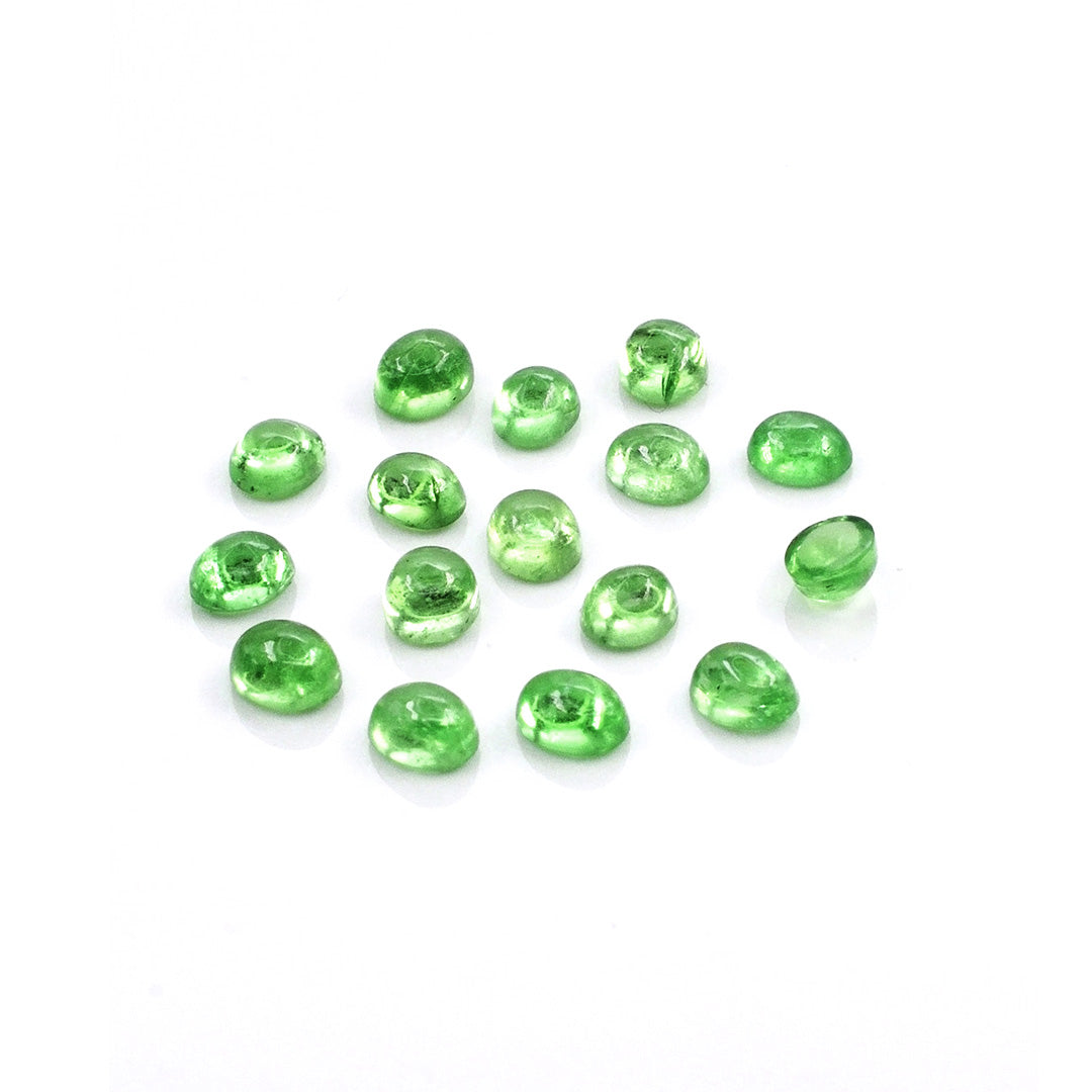 Natural Tsavorite Calibrated Cabochon Ovals | 7x8mm & 8x9mm