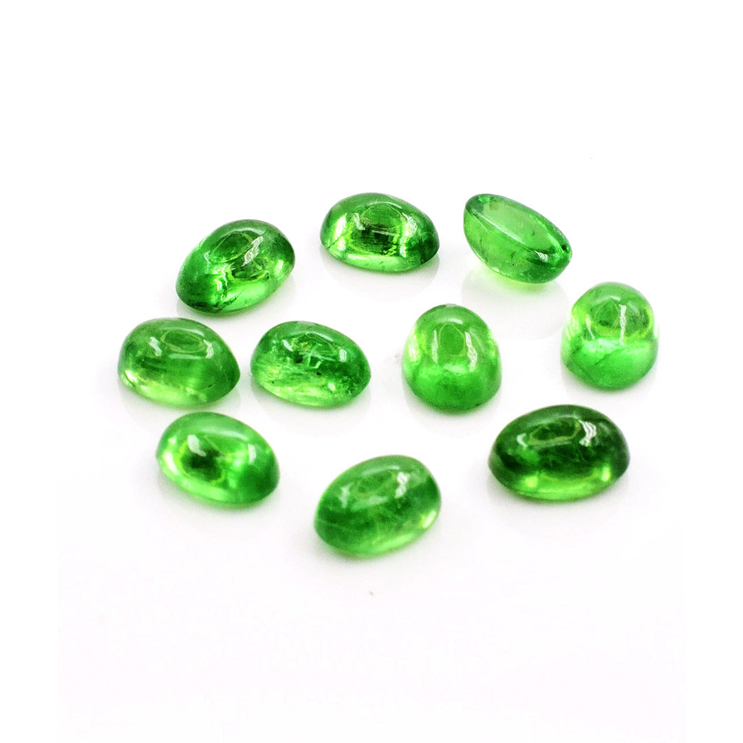 Natural Tsavorite Calibrated Cabochon Ovals | 9x11mm & 10x12mm