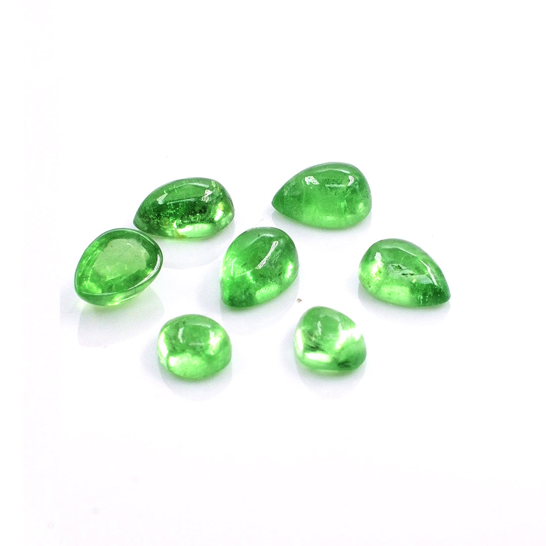 Natural Tsavorite Calibrated Cabochon Pears | 9x10mm & 10x11mm