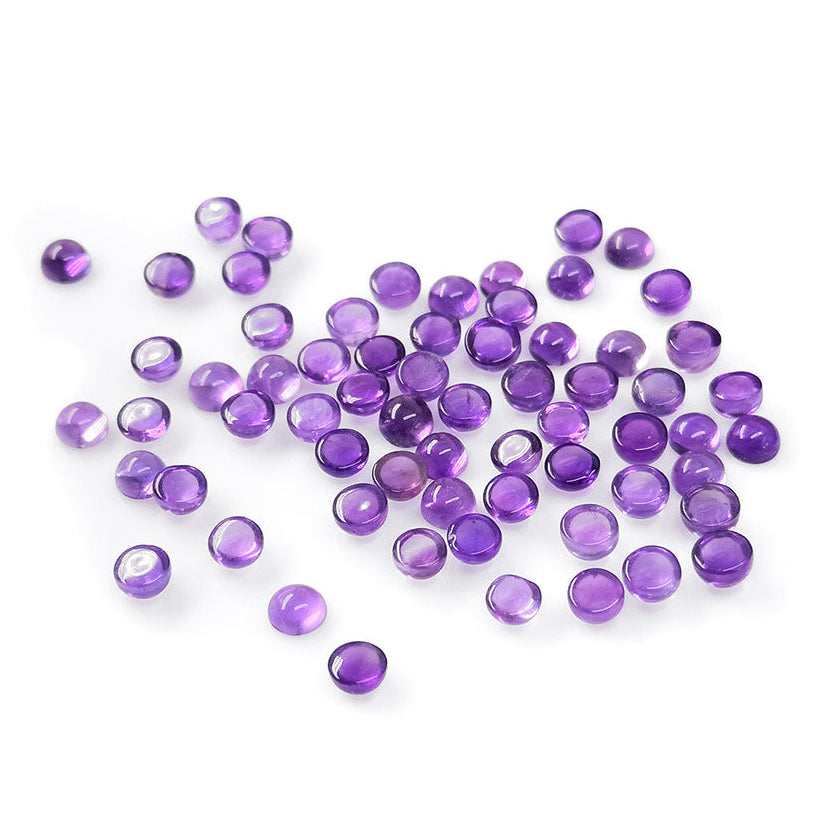 Natural Brazil Amethyst Calibrated Cabochon Rounds | 5mm & 6mm
