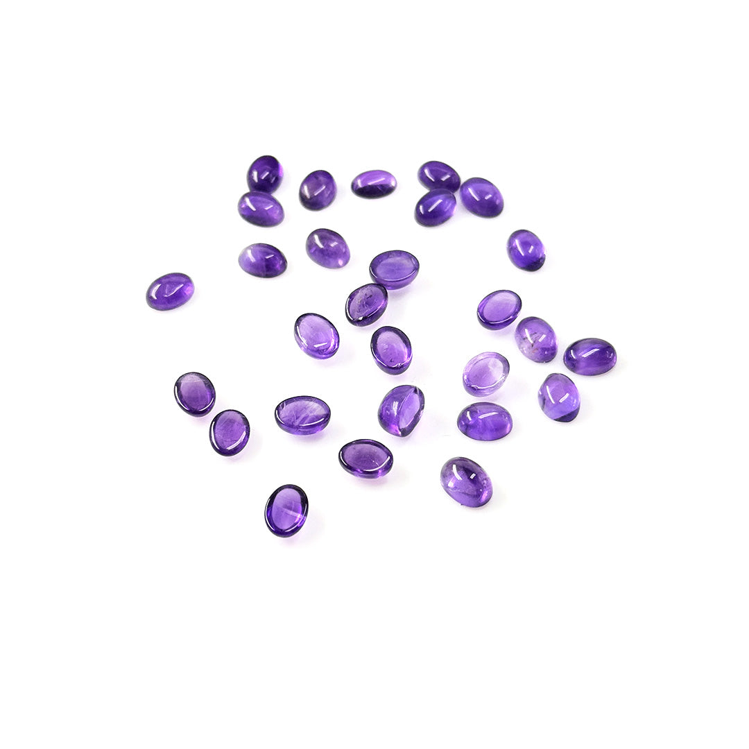 Natural Amethyst Calibrated Cabochon Ovals | 5x7mm & 6x8mm
