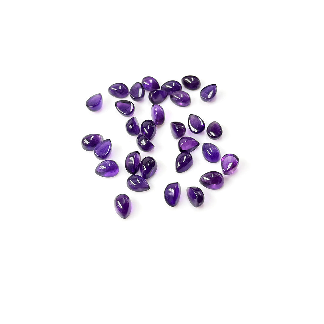 Natural Amethyst Calibrated Cabochon Pears 7x10mm