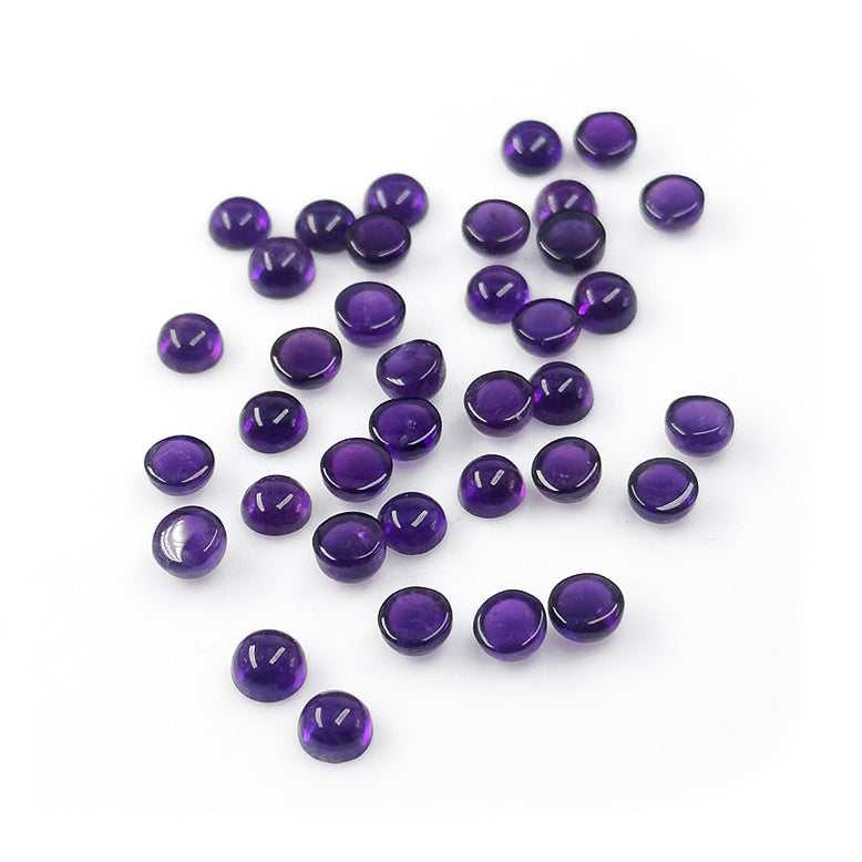 Natural Amethyst Calibrated Cabochon Rounds | 5mm & 6mm