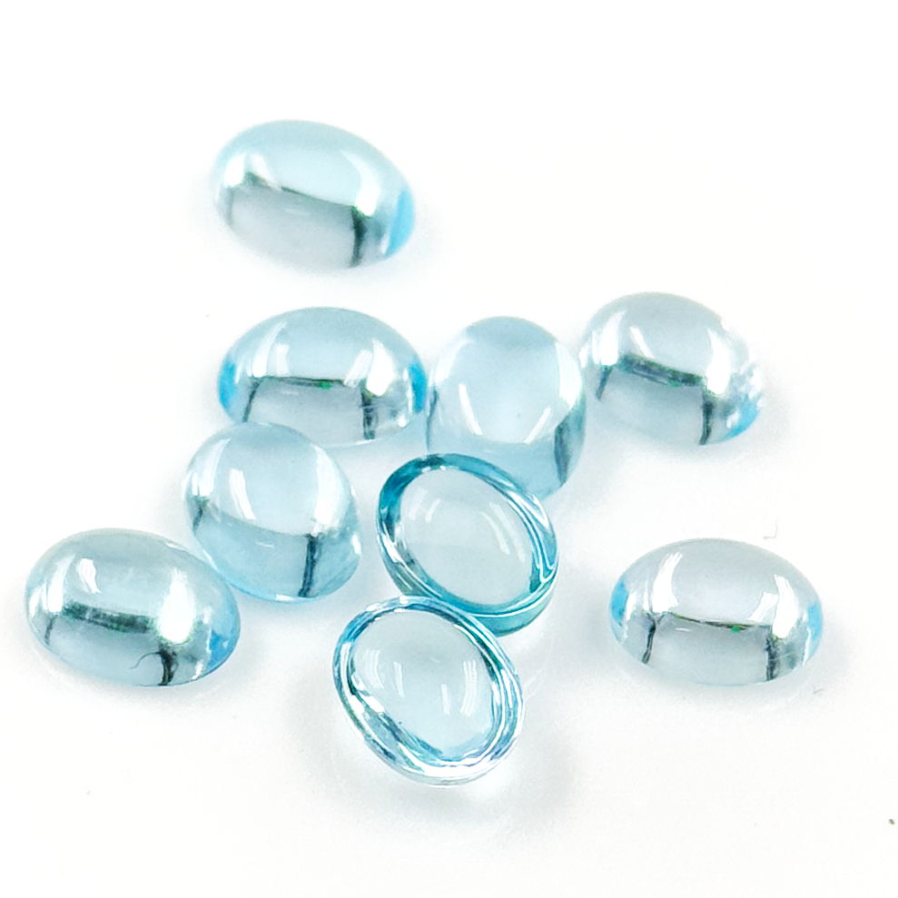 Natural Blue Topaz Calibrated Cabochon Ovals | 5x7mm & 6x8mm