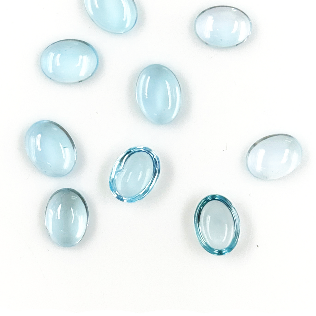 Natural Blue Topaz Calibrated Cabochon Ovals | 5x7mm & 6x8mm