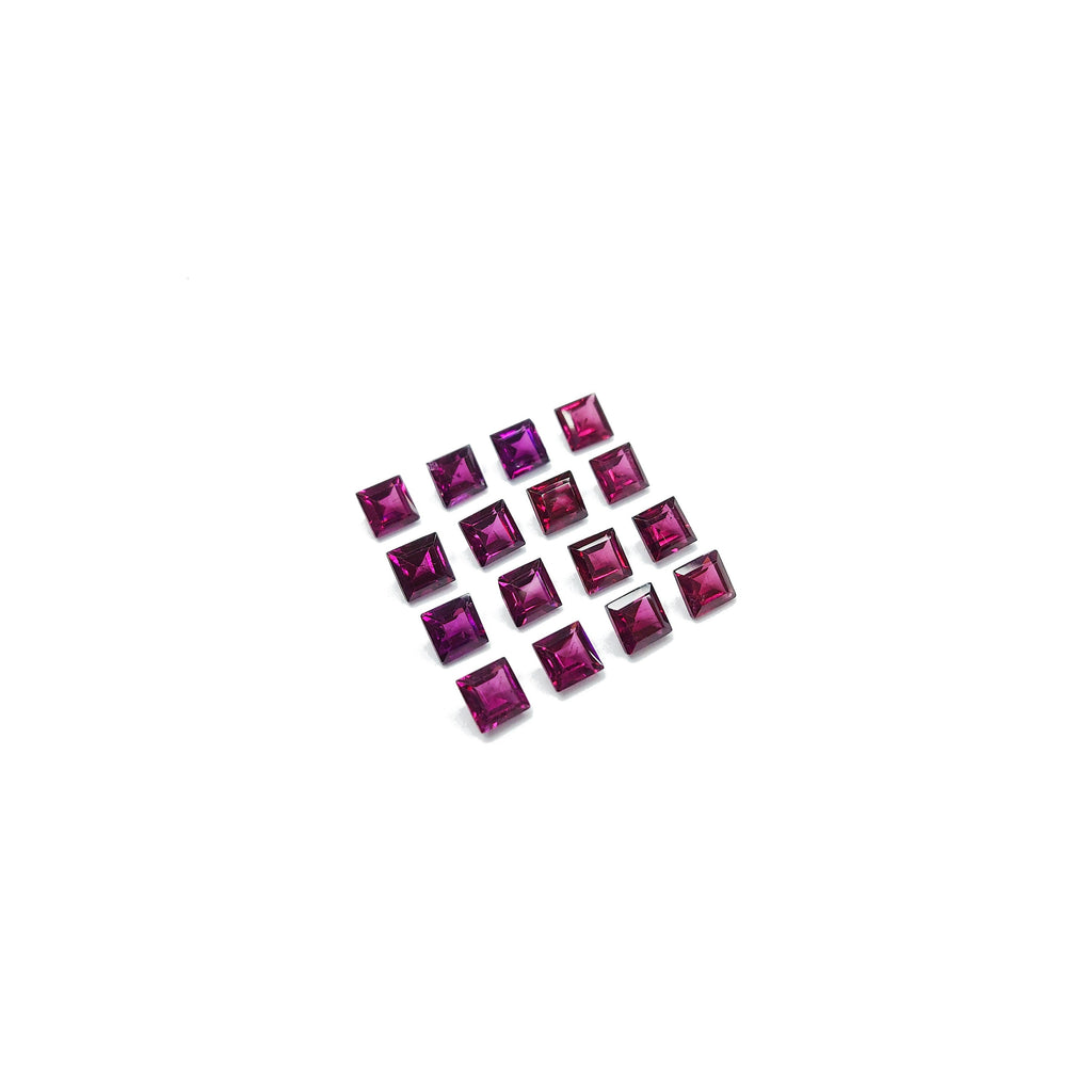 Natural African Rhodolite Calibrated Squares | 4mm - 6mm