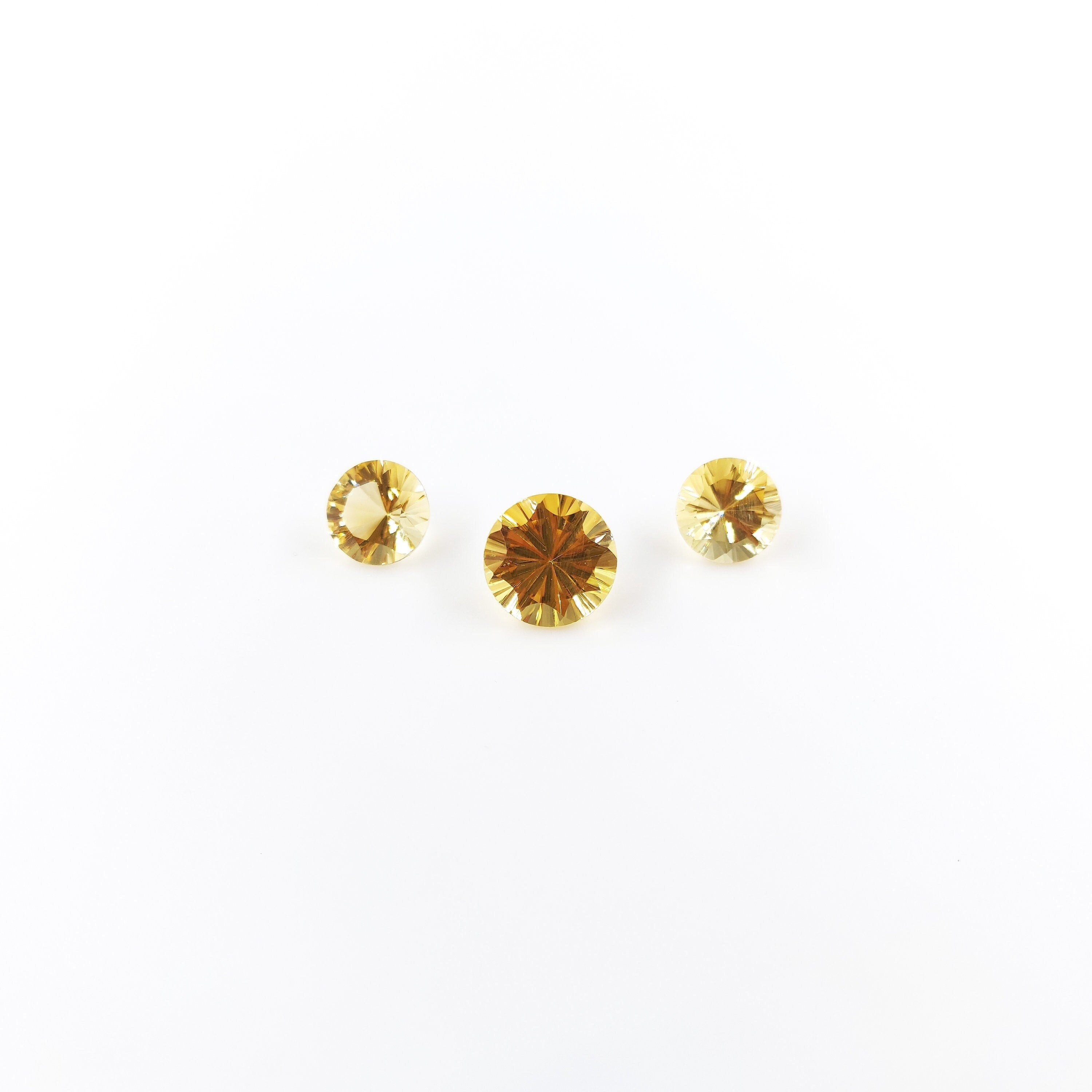 Natural Citrine Concave Cut Round Matching Pair, 11.90cts