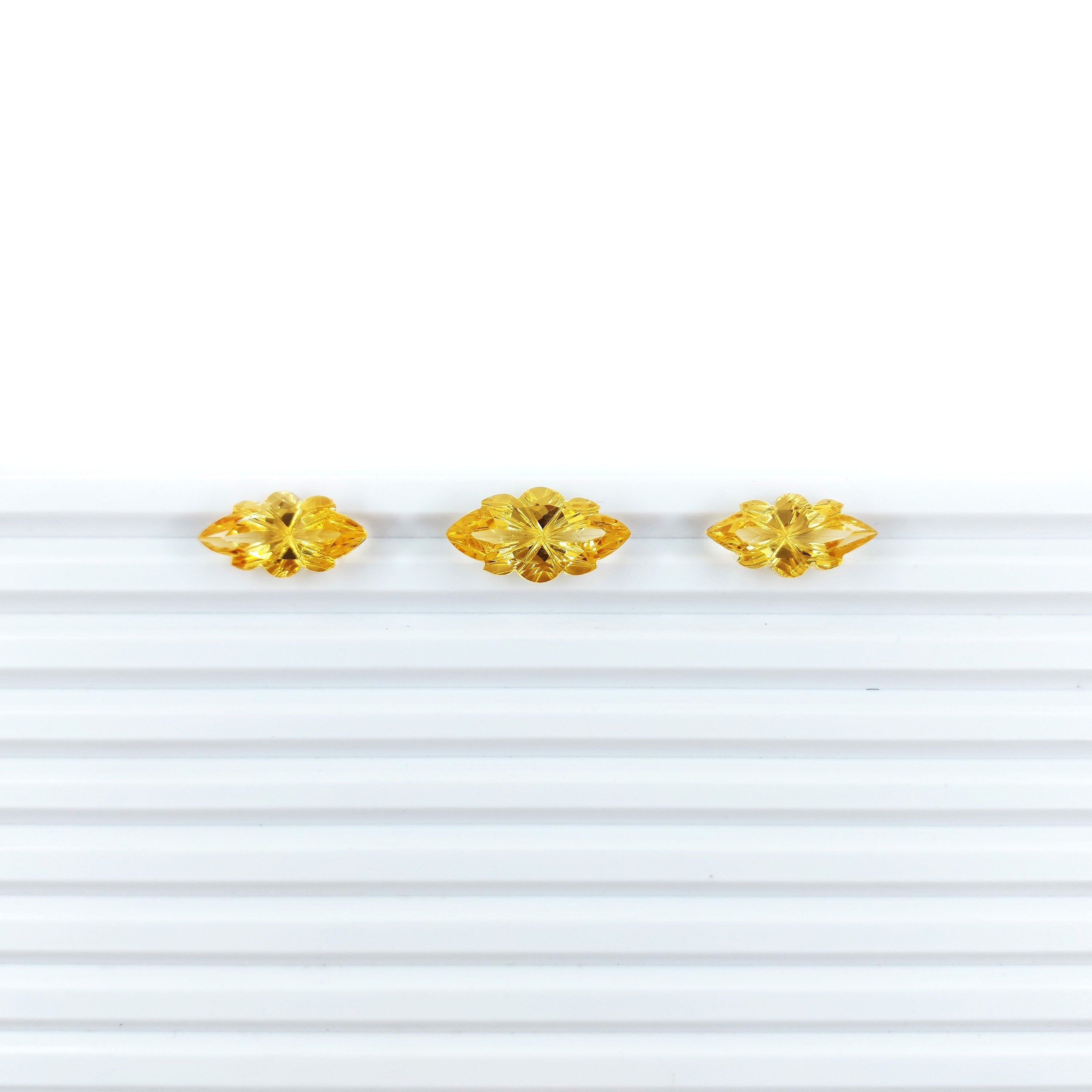 Natural Citrine Flower Leaf Hand carved Fancy Carving